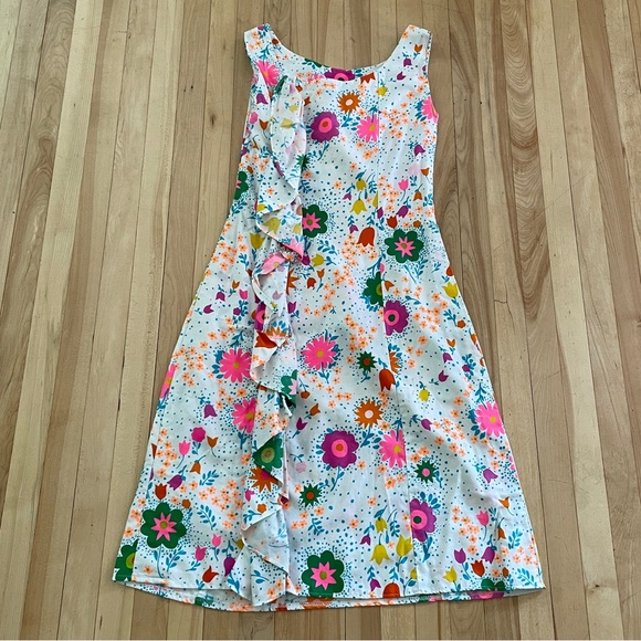 Vtg 60s-70s Bright Colorful Floral Psychedelic Hippie Dress - Sz XS-S. - Picture 3 of 14